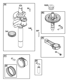 Crankshaft Group Diagram and Parts List for 385777-0137-B5 200000 - 399999 Briggs and Stratton Engine